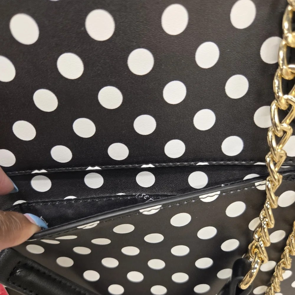 Betsey Johnson Black Shoulder Bag with Gold Details - Picture 4 of 6